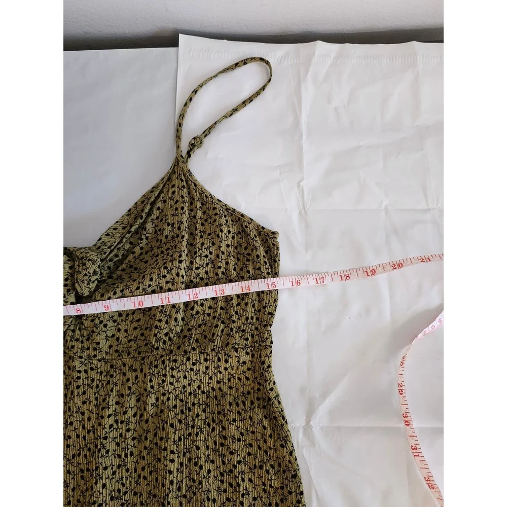 Cotton On Olive Floral Mini Slip Dress Women's‎ Smocked Ruffle Y2K Cottagecore